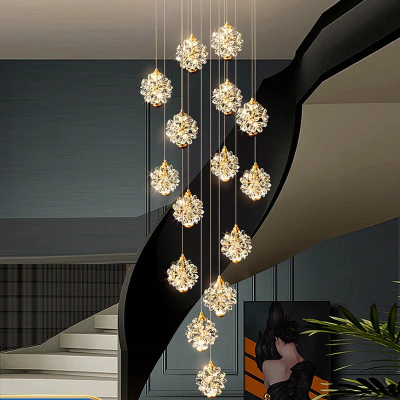 Crystal Modern Pendant Lighting for Stairs & Foyer – Seus Lighting